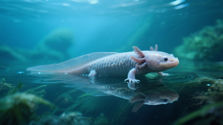 Axolotl in natural habitat