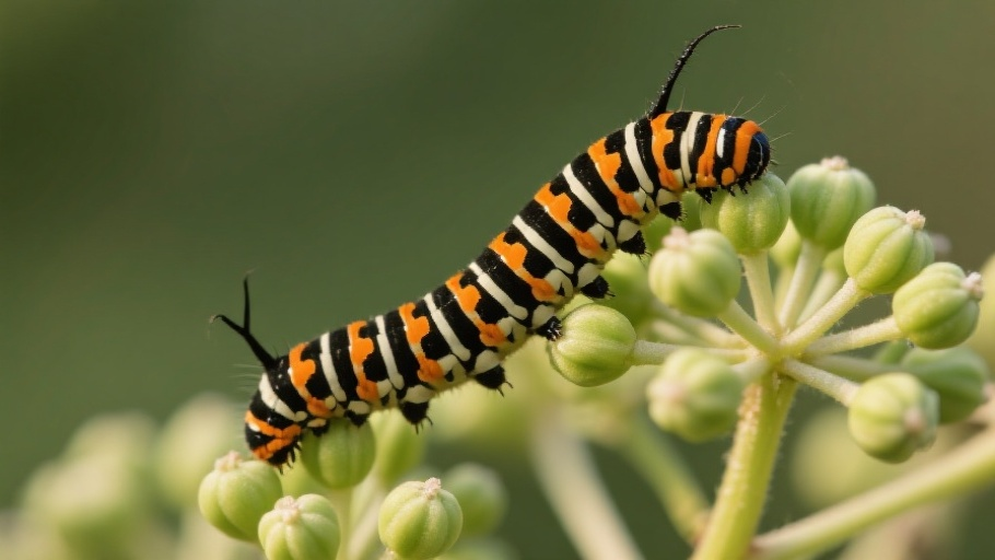 Caterpillar (Monarch) in natural habitat
