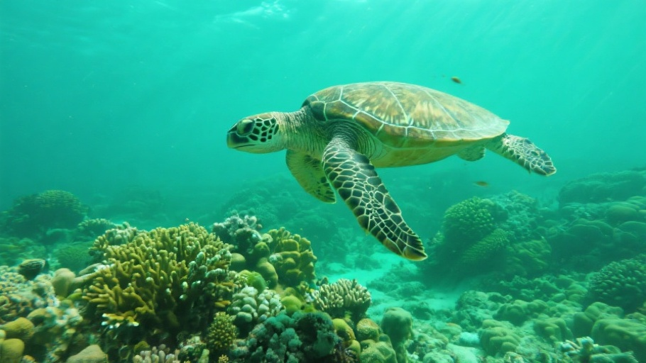 Green Sea Turtle in natural habitat