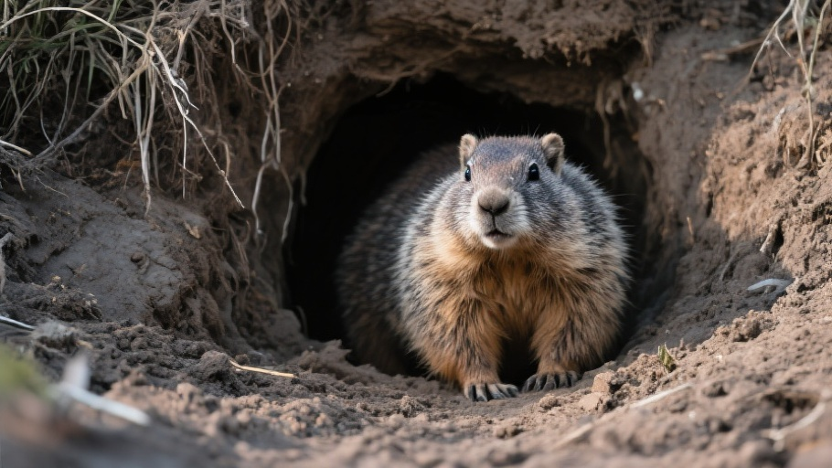 Groundhog in natural habitat