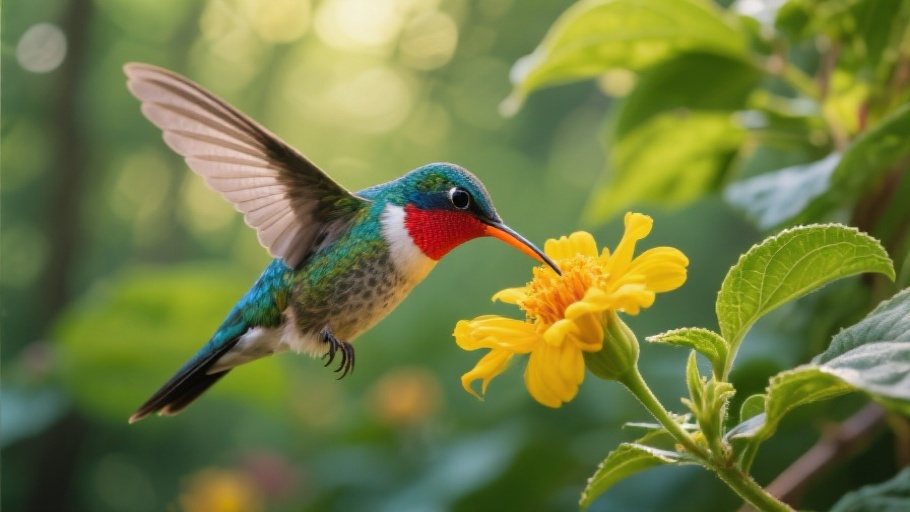 Hummingbird (Ruby-throated) in natural habitat