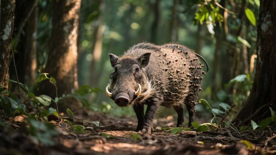 Javan Warty Pig in natural habitat