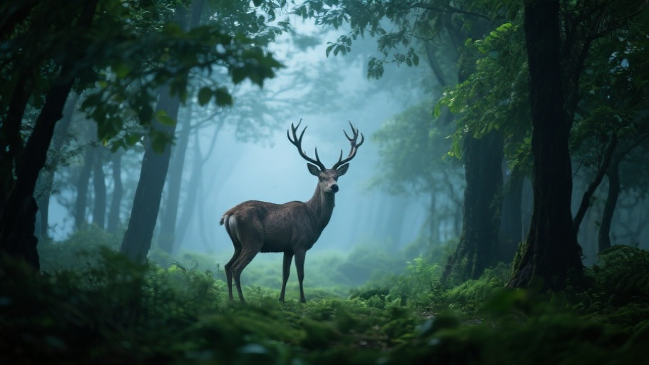 Kashmir Stag in natural habitat