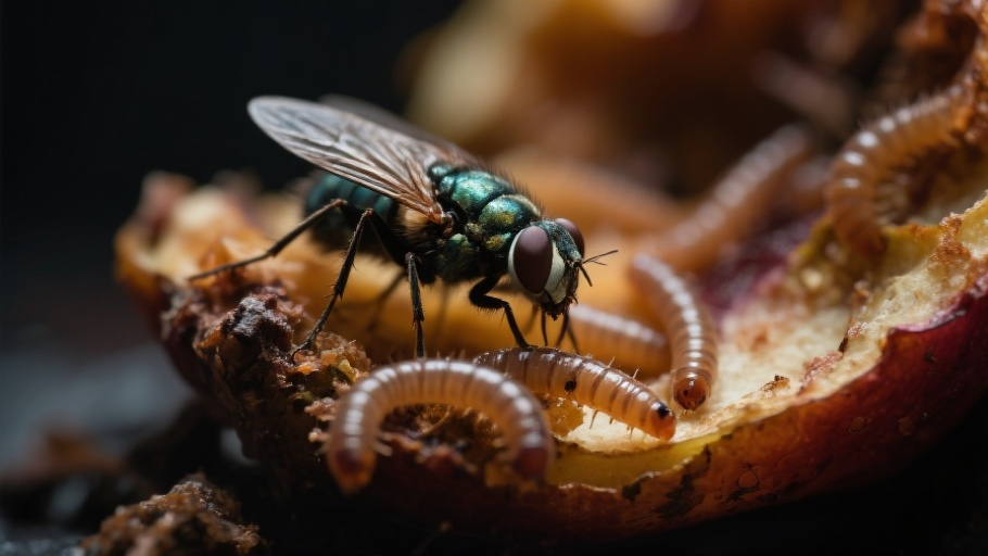 Maggot (House Fly) in natural habitat