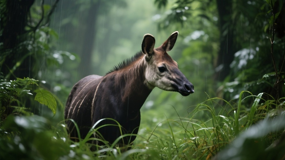 Okapi in natural habitat