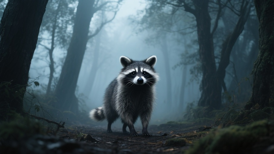 Raccoon Dog in natural habitat