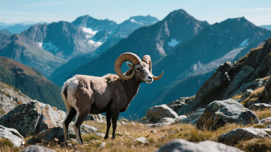 Ram (Bighorn Sheep) in natural habitat