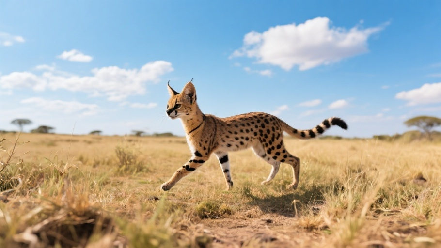 Serval in natural habitat