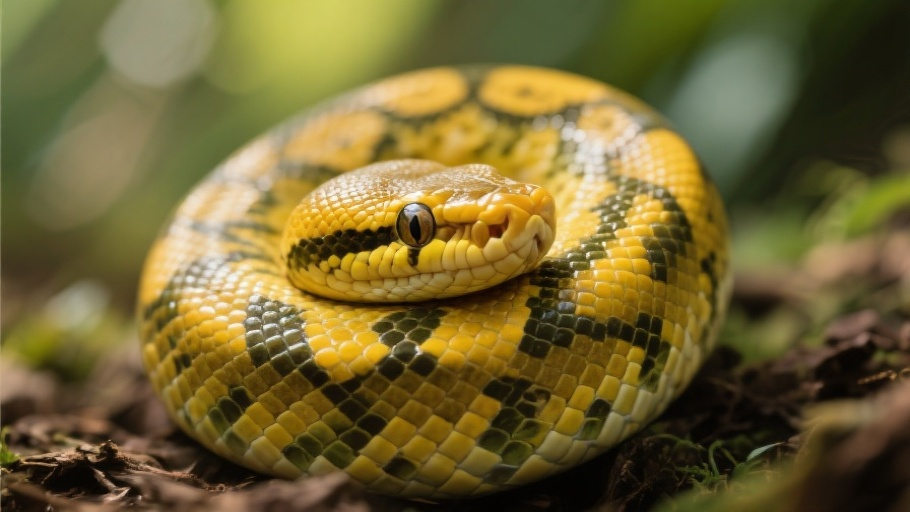Snake (Ball Python) in natural habitat