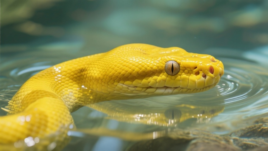 Yellow Anaconda in natural habitat