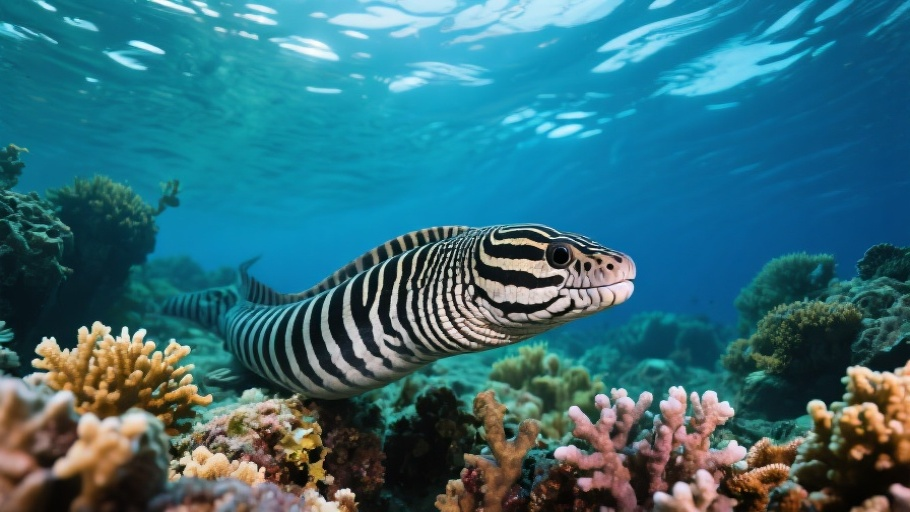 Zebra Moray Eel in natural habitat